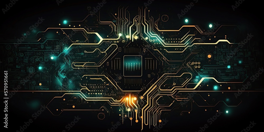 Poster abstract cyberspace concept with technology line background created with generative ai