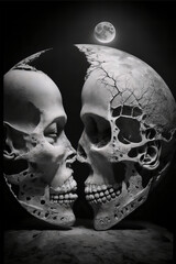 Sugar Skull Gothic Dark Romance Elegant Timeless Skull Art  | Digital Art | AI Generated
