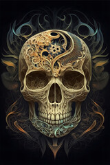 Sugar Skull Gothic Dark Romance Skull Art | Digital Art | AI Generated

