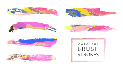 Multicolored brush strokes isolated on white background.Vector illustration