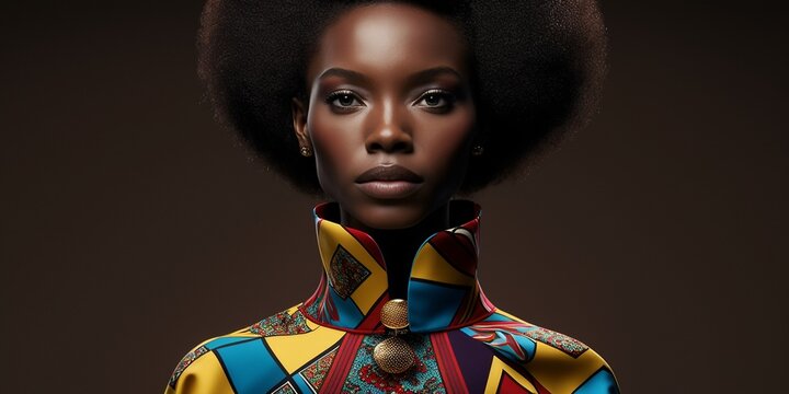 Schönheitsnahaufnahme Portrait einer jungen afroamerikanischen Frau mit professionellem Make-up im Gesicht, ai generativ