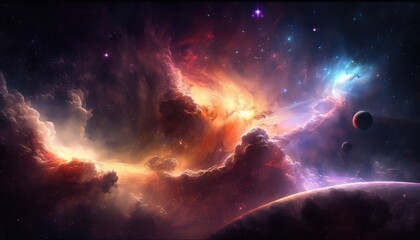 Obraz na płótnie Canvas Exploring the Celestial Realms of a Fantasy Space Sky, Ai Generative