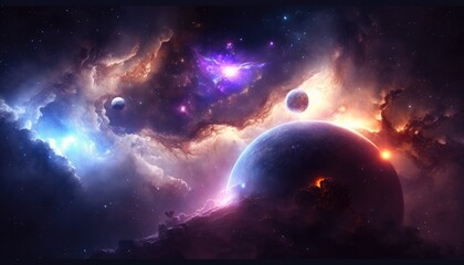 Exploring the Celestial Realms of a Fantasy Space Sky, Ai Generative