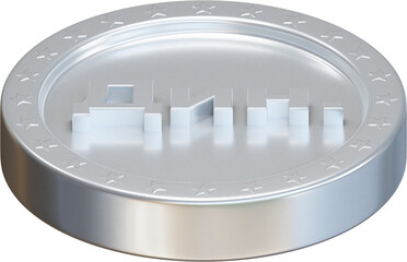 Silver Dinar coin 3d render illustration