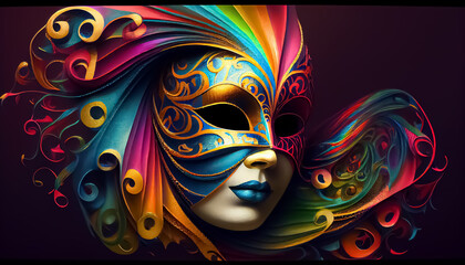 Fototapeta na wymiar venetian carnival mask festive season AI Genrate Render Illustration