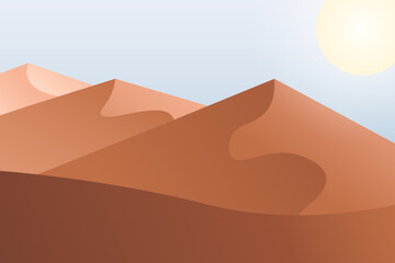 Fototapeta na wymiar Desert landscape. Flat vector illustration with gradients