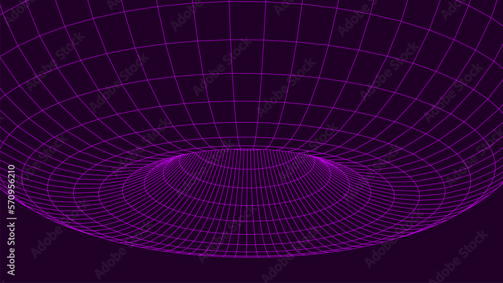 Aufkleber futuristic abstract texture of frame wormhole. 3d portal hole grid or donut template. big data visua