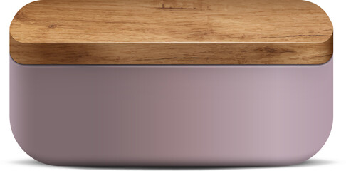 Pink and wood realistic 3D square pedestal podium for stand show product display.