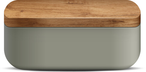 Gray and wood realistic 3D square pedestal podium for stand show product display.