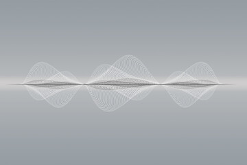 Abstract gray and white digital voice line on black background. illustration of sound wave pattern and technology background concept.