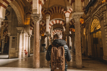 Traveller at Mosque of Cordoba, Andalucia, Spain