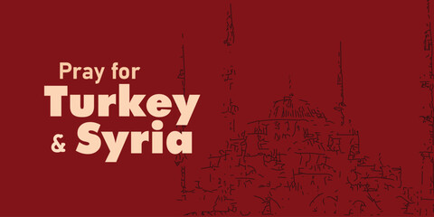 Pray for Turkey and Syria earthquake disaster. Countries under rubble. Vector eps 10 illustration for background.