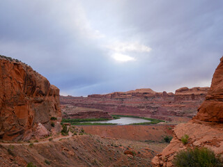 Sunset along the yampa river in utah