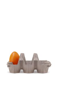 Happy Easter decorations, colored eggs in carton box, isolated on white background. Box opens and closes, Template for promotional advertising shopping sale banner or gift greeting card or price tag