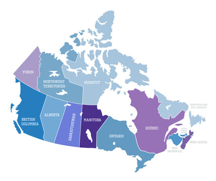 Canada country map illustration with country name