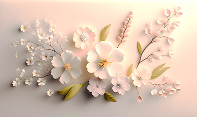 Delicate spring blooms arranged on soft white paper, perfect for greeting cards and invitations
