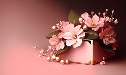 composition of spring pink flowers