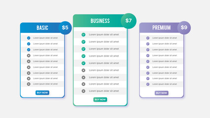 Subscription Plans Price Comparison Table Infographic Design Template