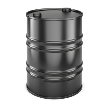 Black oil barrel isolated on white. AI generative
