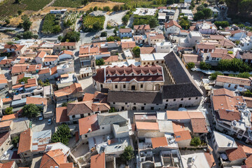 Fototapeta na wymiar Aerial view of Omodos town in Troodos Mountains on Cyprus island country