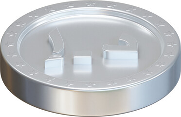 Silver Dirham coin 3d render illustration