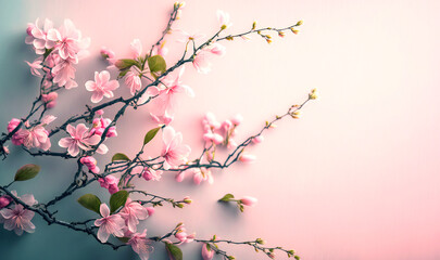 Delicate pink blooms adorn delicate branches for a charming spring scene