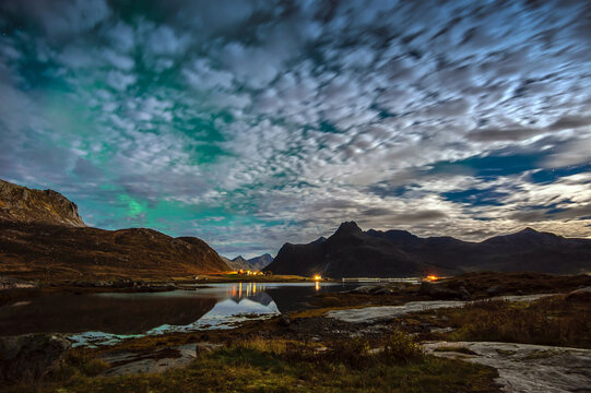 A northern lights scene from flakstad island