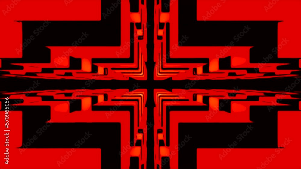 Aufkleber a red and blue portal with large squares standing in a row. design. the background burning from the 