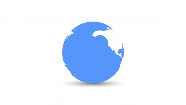 Globe blue and white loop. world map blue white globe loop animation