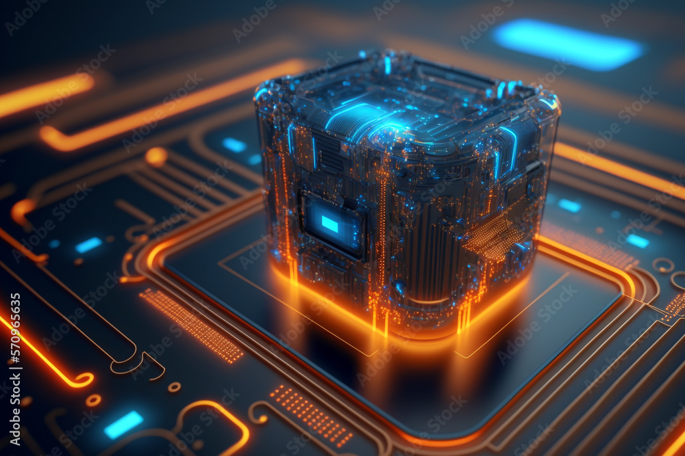 Poster central computer processors cpu generic concept. created with generative ai technology.