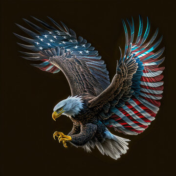 Patriotic Eagle with American Flag Feathers