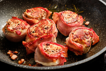 Pork fillet on cooking pan
