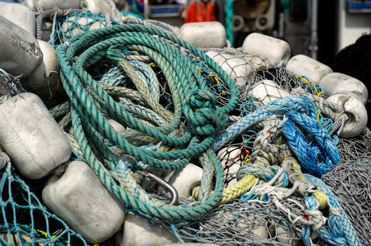  Fishing Nets At Dock At Boat Harbor In Kodiak, Alaska