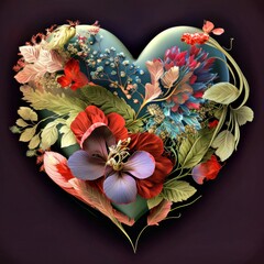 heart of flowers, created with generative AI