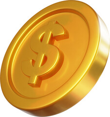 Golden dollar coin 3d render illustration