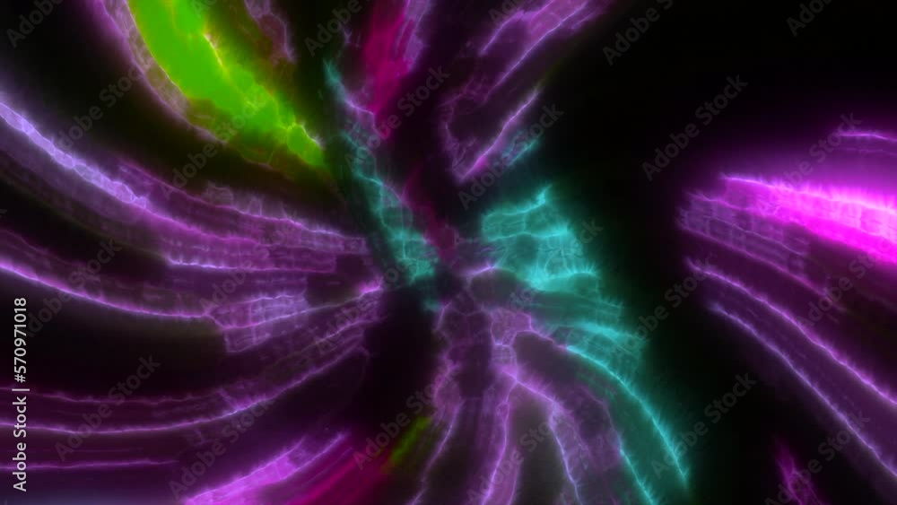 Poster bright colors and forms move and undulate on screen. motion. spinning time travel jump with spinning