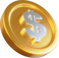 Golden dollar coin 3d render illustration