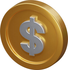 Golden dollar coin 3d render illustration