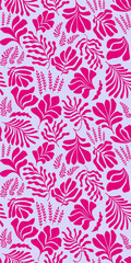 Abstract background with leaves and flowers, Matisse style. Vector seamless pattern with Scandinavian cut out elements.