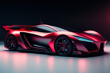 Sleek, Stylish, and Sure to Turn Heads: Matte Black and Radiant Red Sports Car Perfect for High-Octane Adventures