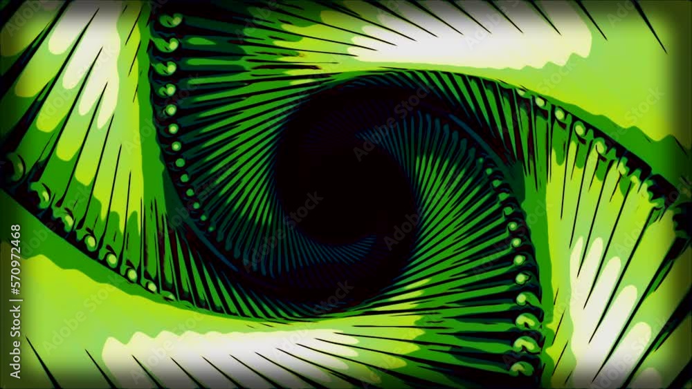 Poster a green and gray mesh corridor with darkness inside. design. a huge bright tunnel in abstraction mov