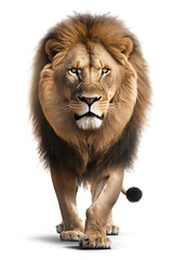 Lion, front view, isolated on transparent background. Generative AI

