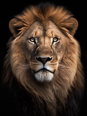 Lion portrait. Generative AI

