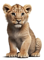 Obraz na płótnie Canvas Cute lion cub, isolated on transparent background. Generative AI