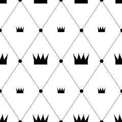 Crown elegance seamless pattern. Royal crowns fabric print, queen king luxury background. Vintage abstract graphic, decent vector princess decor