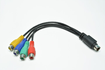 Colorful retro female and male video and audio electrical connectors