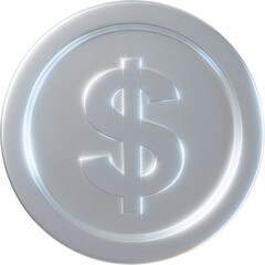 Silver dollar coin 3d render illustration