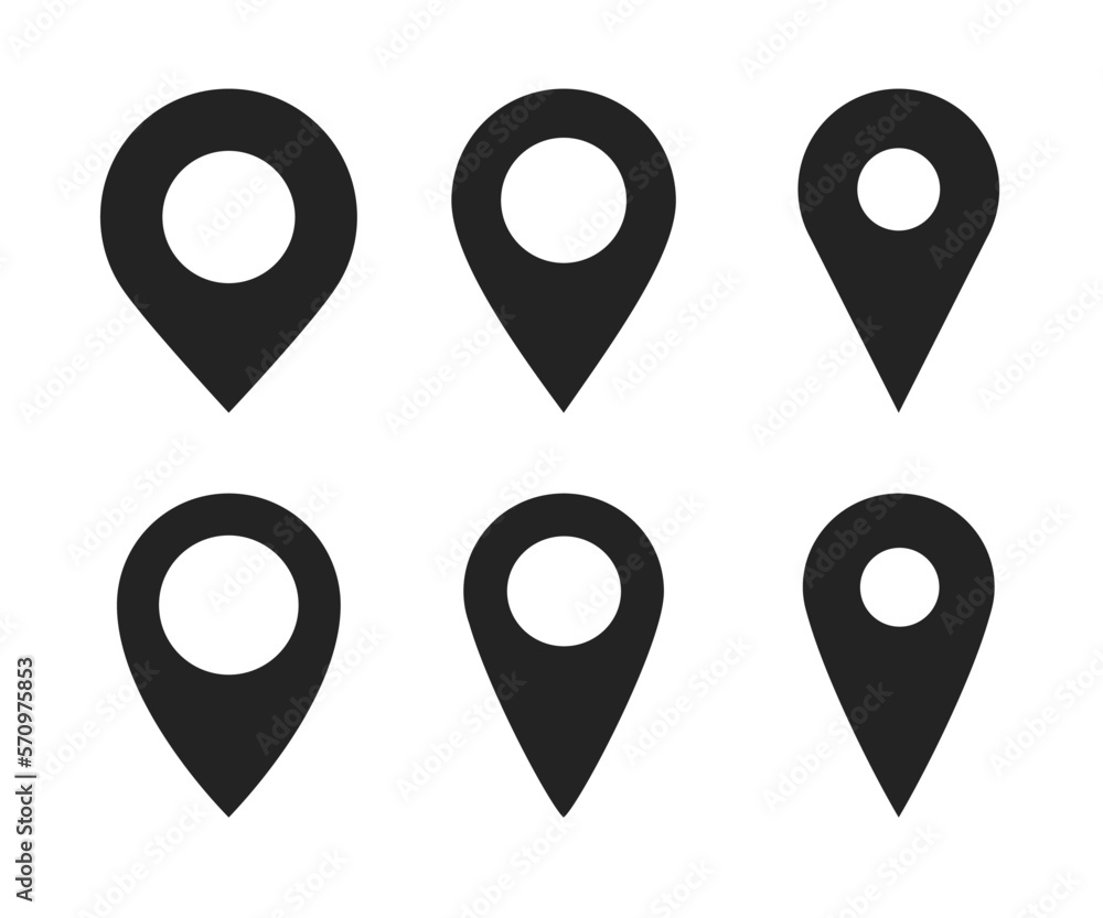Poster location pin icon. location icon set. map pin place marker. location pointer icon symbol. navigation