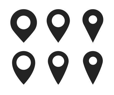 Location pin icon. Location icon set. Map pin icon. Place marker icon. Location pointer icon symbol. Navigation sign