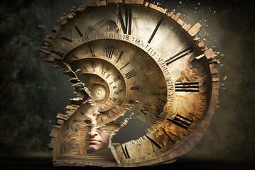 Time travel, time machine or time related fantasy device. Fictional. Created with Generative AI technology.